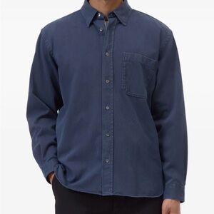 Old Navy Men's Dark Navy Long-Sleeve Button-Down Shirt Regular Fit Built in Flex